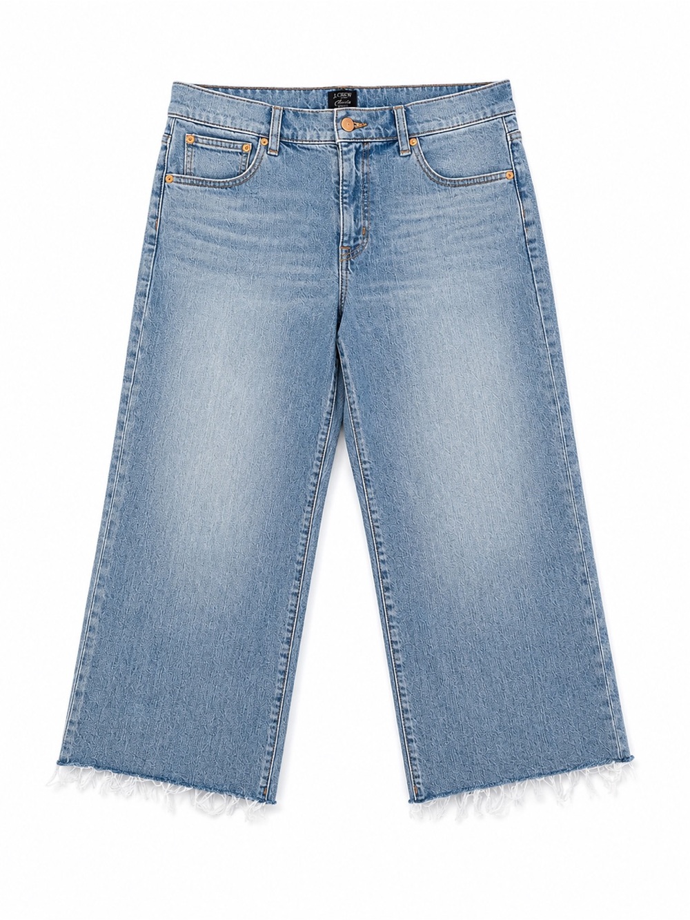 J. Crew Light Blue Wide-Leg Crop Jeans with Raw Hem
